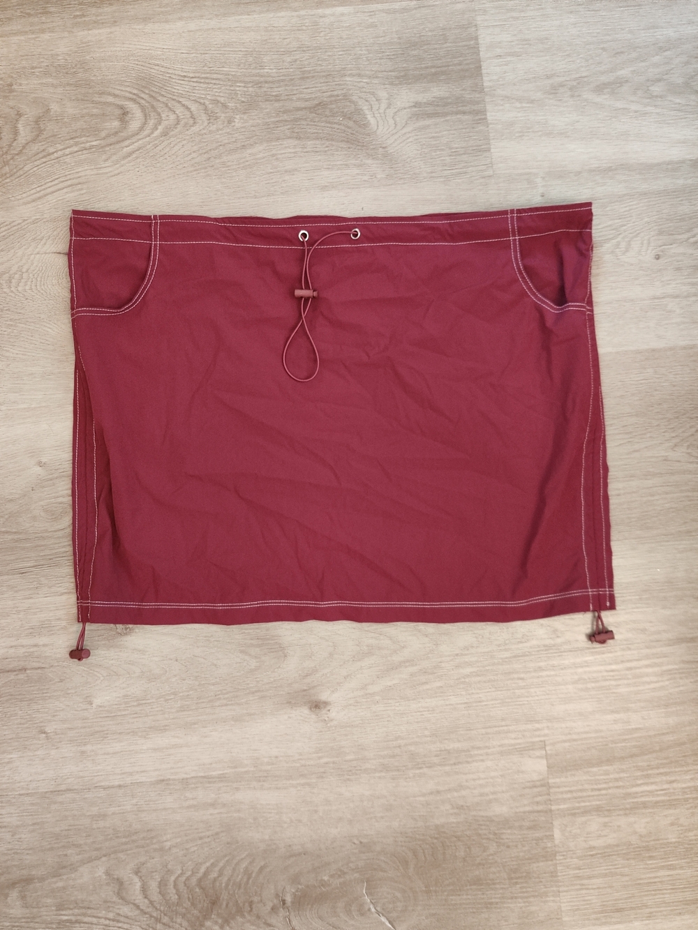 Ina Drawstring Mini Skirt in Deep Red